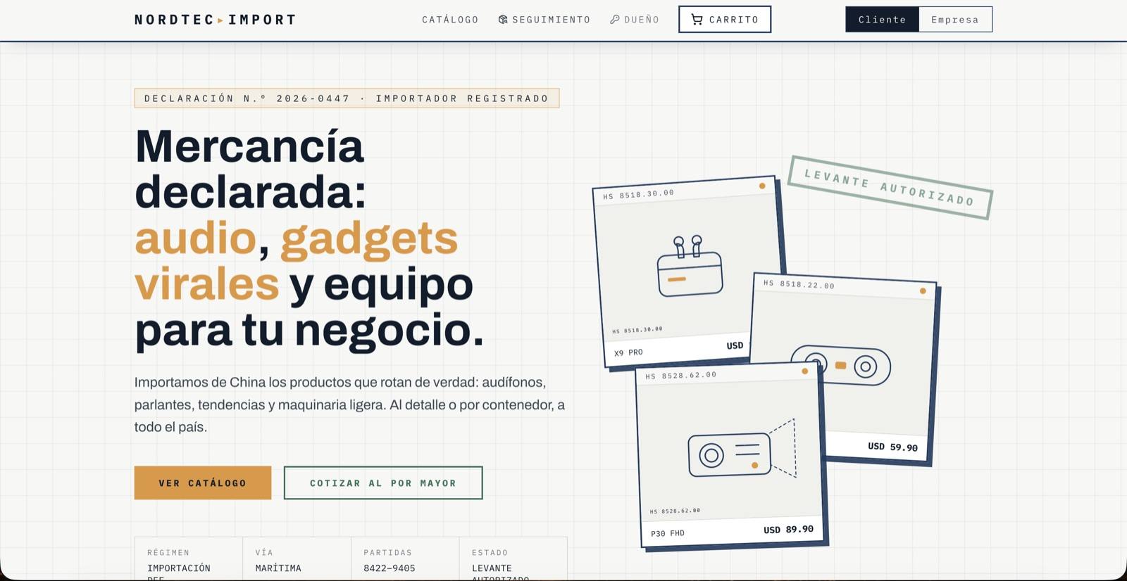 Nordtec Import — página desarrollada por Mindacode